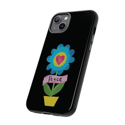 Peace Flower on Black | Tough Phone Case