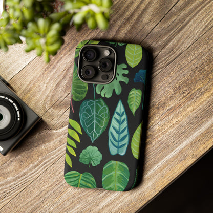 Leaves on Black | Tough Phone Case