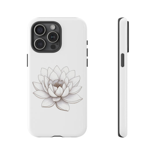 Line Sketch Lotus in White | Tough Phone Case