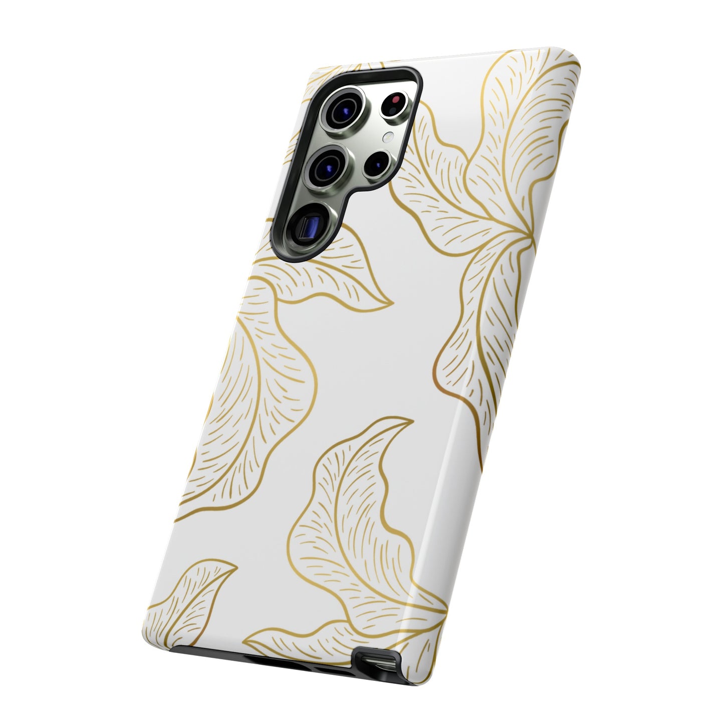 Gold Leaf on White | Tough Phone Case