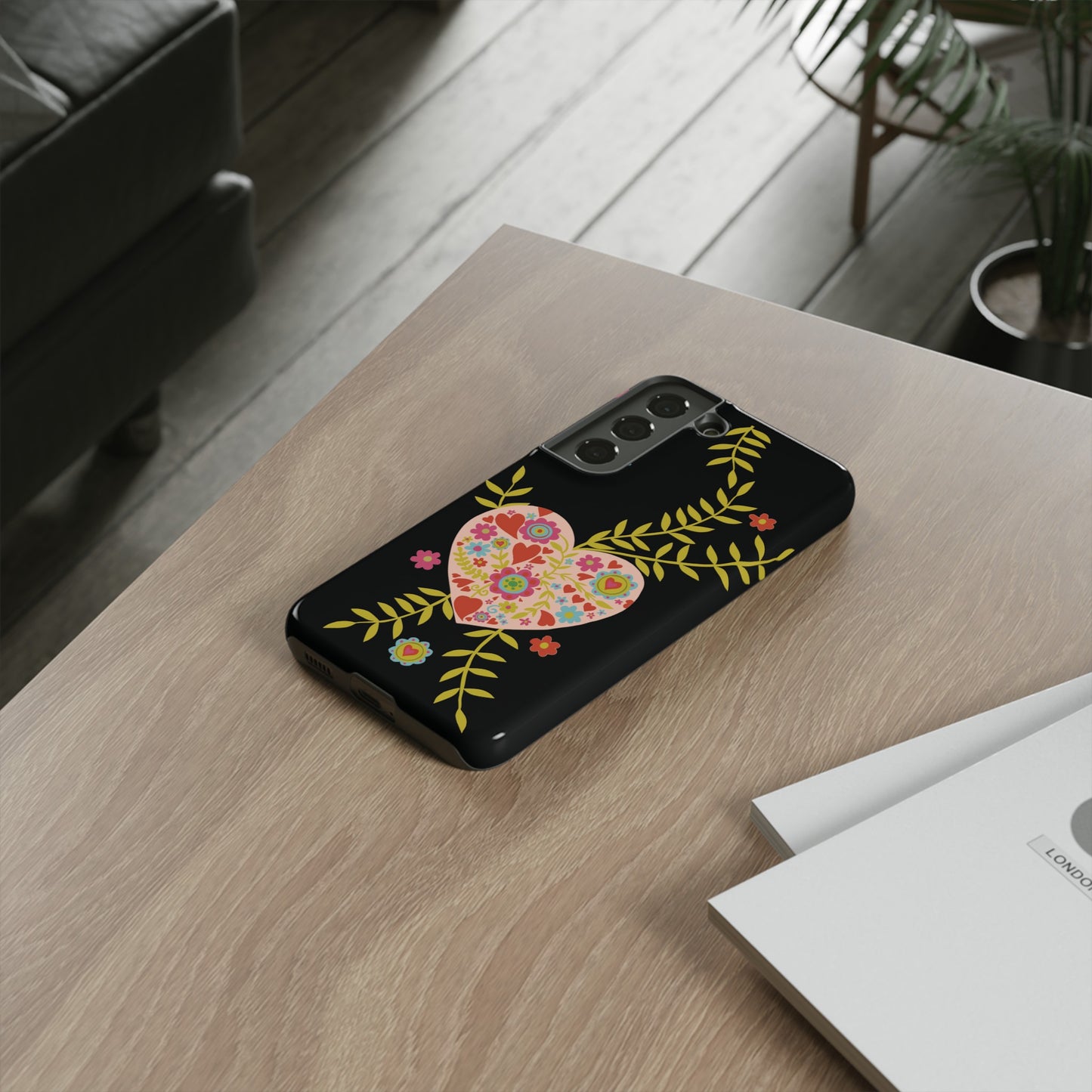 Let Love Bloom on Black | Tough Phone Case