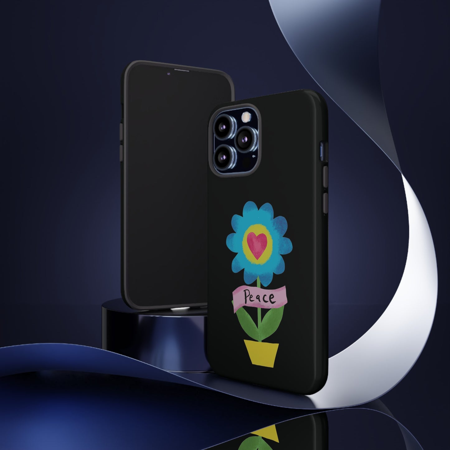 Peace Flower on Black | Tough Phone Case