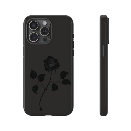 Single Rose Black-on-Black Tough Phone Case