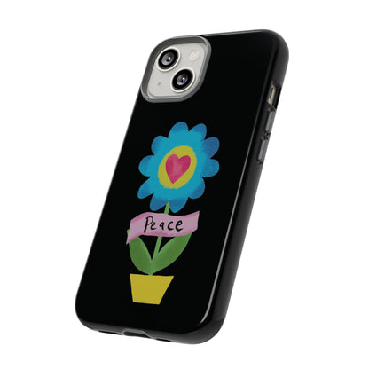 Peace Flower on Black | Tough Phone Case