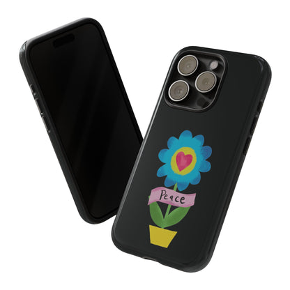 Peace Flower on Black | Tough Phone Case