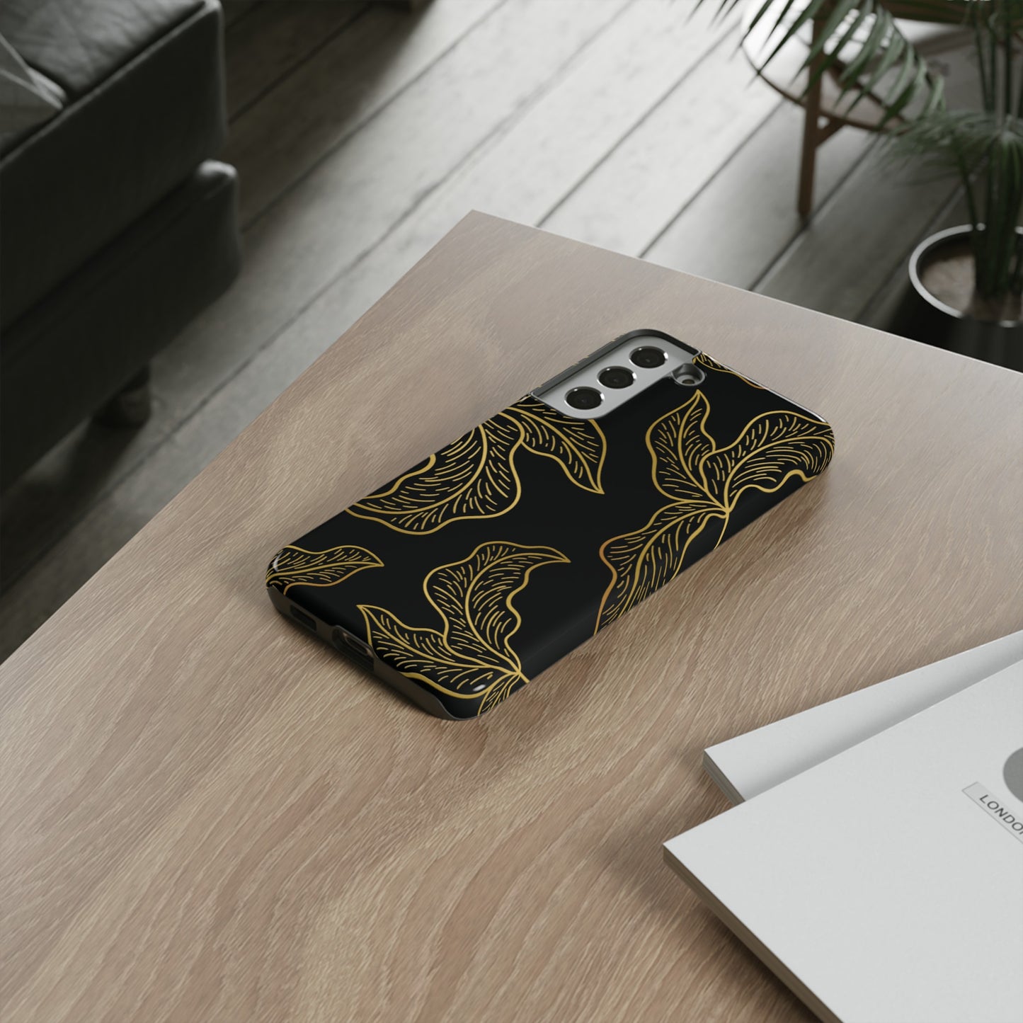 Gold Leaf on Black | Tough Phone Case