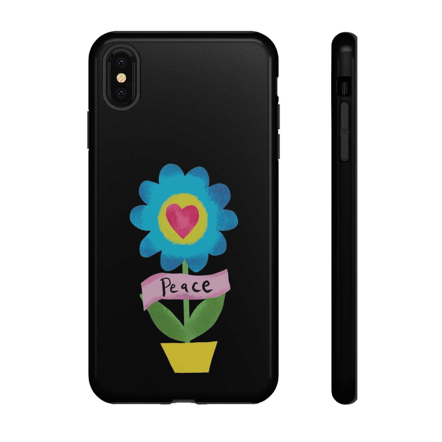 Peace Flower on Black | Tough Phone Case