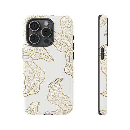 Gold Leaf on White | Tough Phone Case