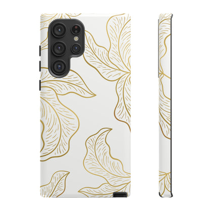 Gold Leaf on White | Tough Phone Case