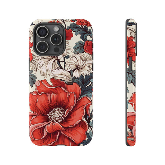 Vintage Floral Red | Tough Phone Case