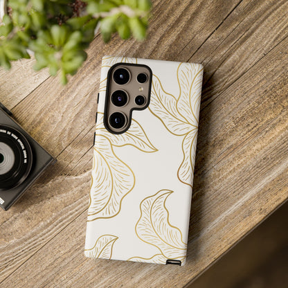 Gold Leaf on White | Tough Phone Case