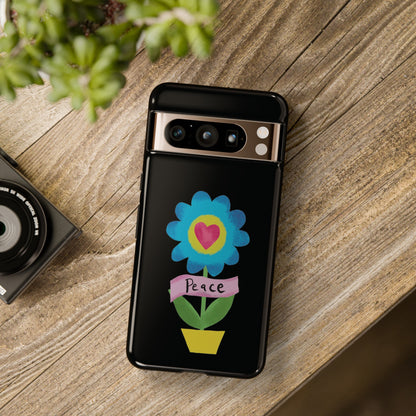 Peace Flower on Black | Tough Phone Case