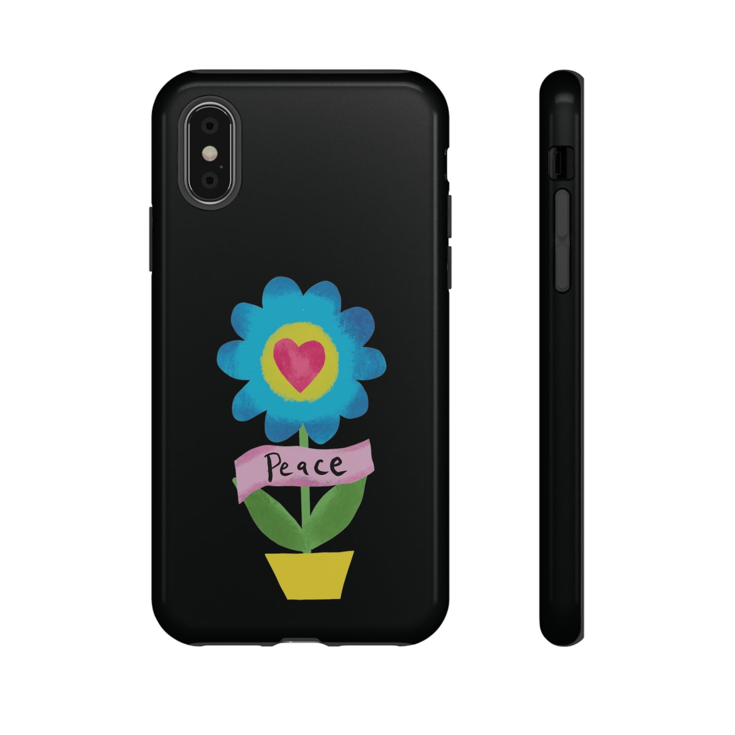 Peace Flower on Black | Tough Phone Case