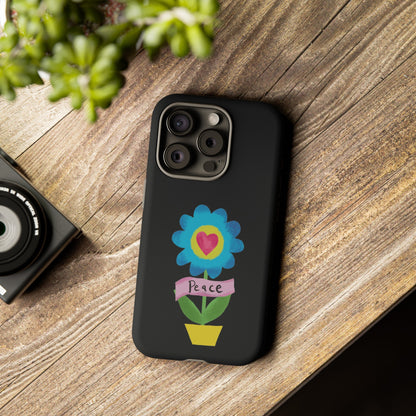 Peace Flower on Black | Tough Phone Case