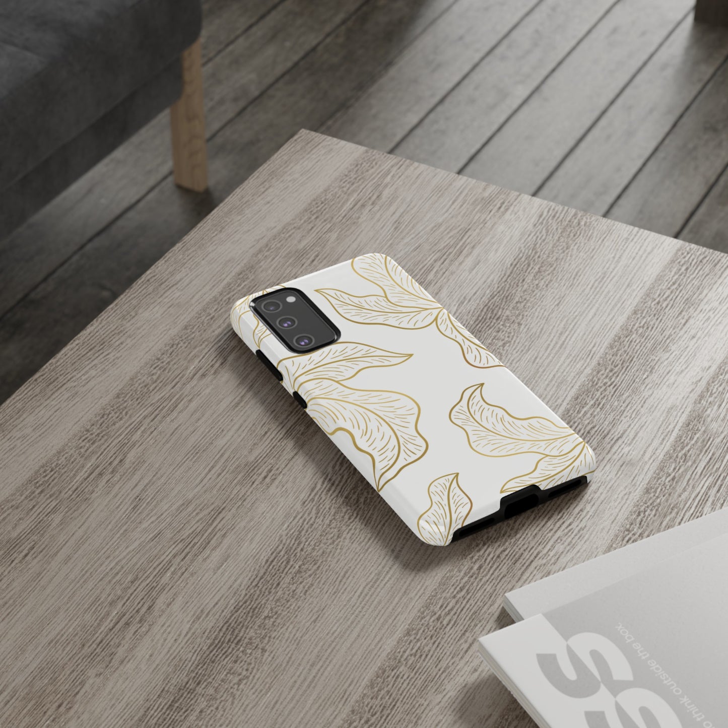 Gold Leaf on White | Tough Phone Case