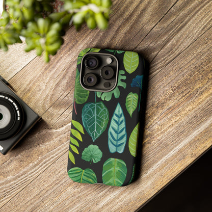 Leaves on Black | Tough Phone Case