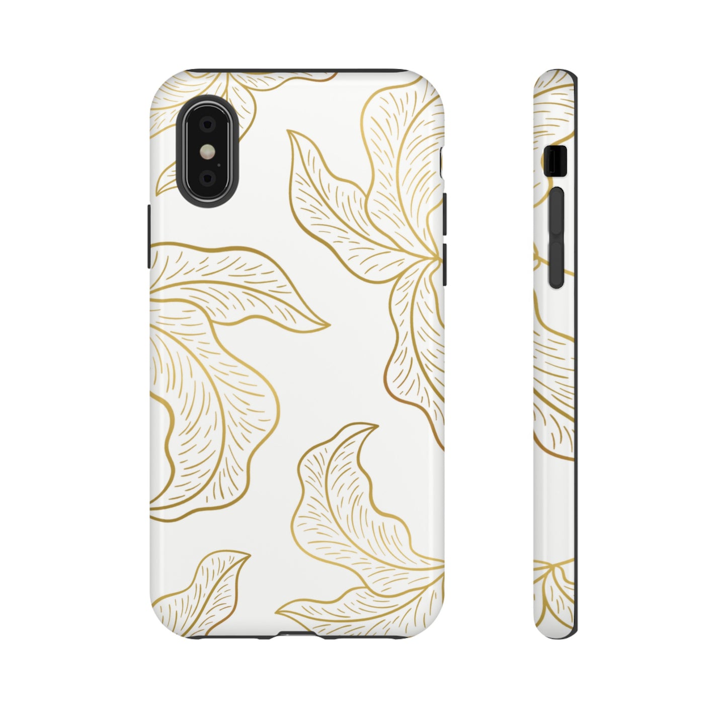 Gold Leaf on White | Tough Phone Case