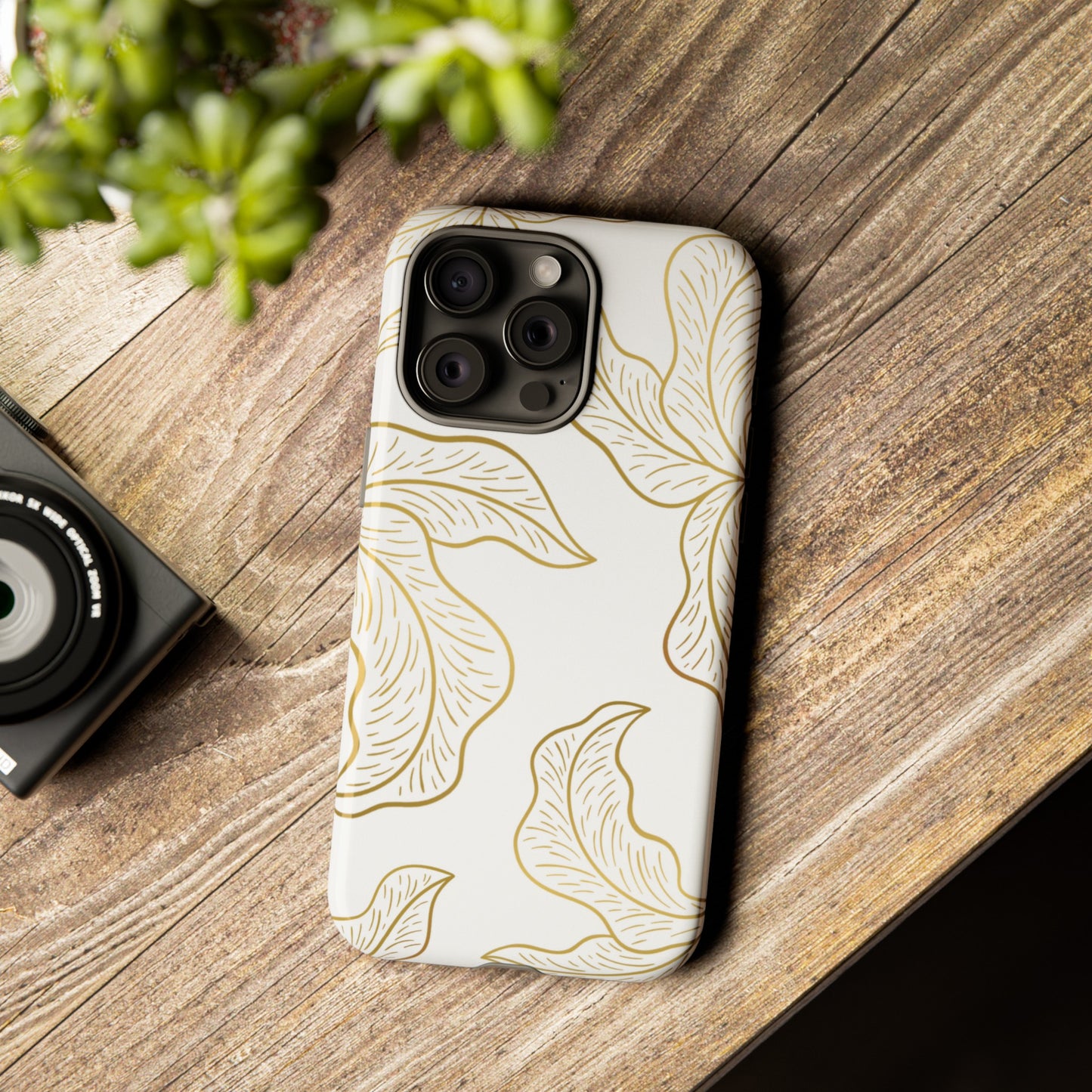 Gold Leaf on White | Tough Phone Case