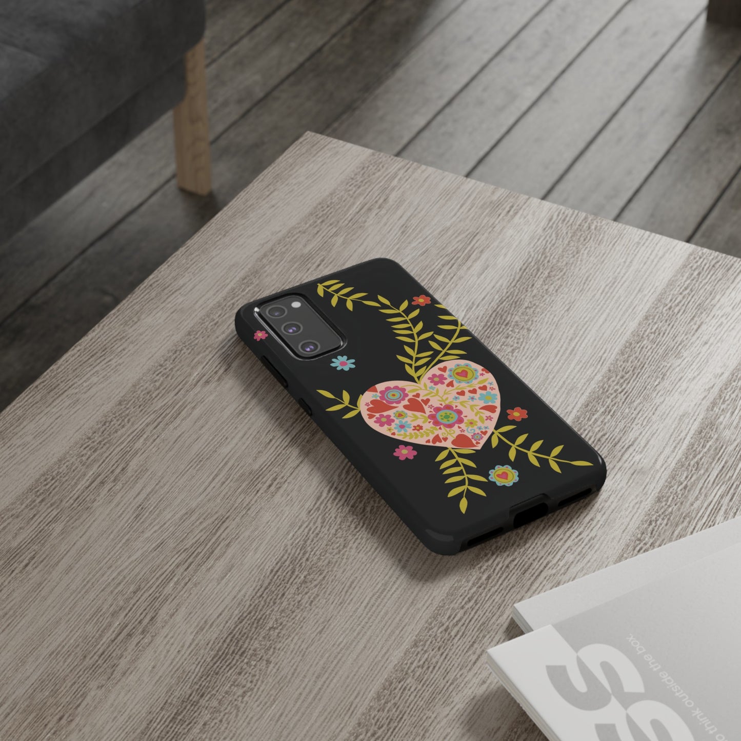 Let Love Bloom on Black | Tough Phone Case