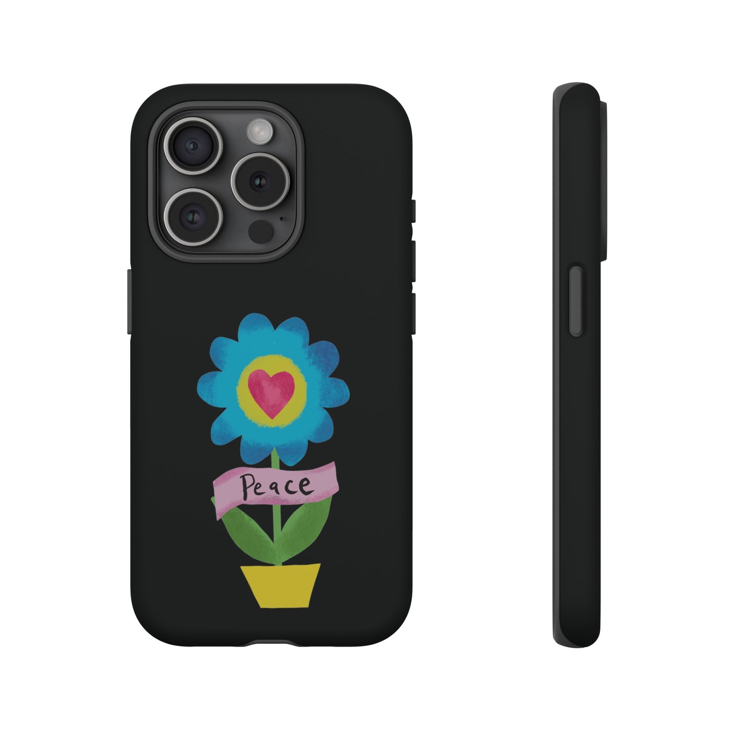 Peace Flower on Black | Tough Phone Case