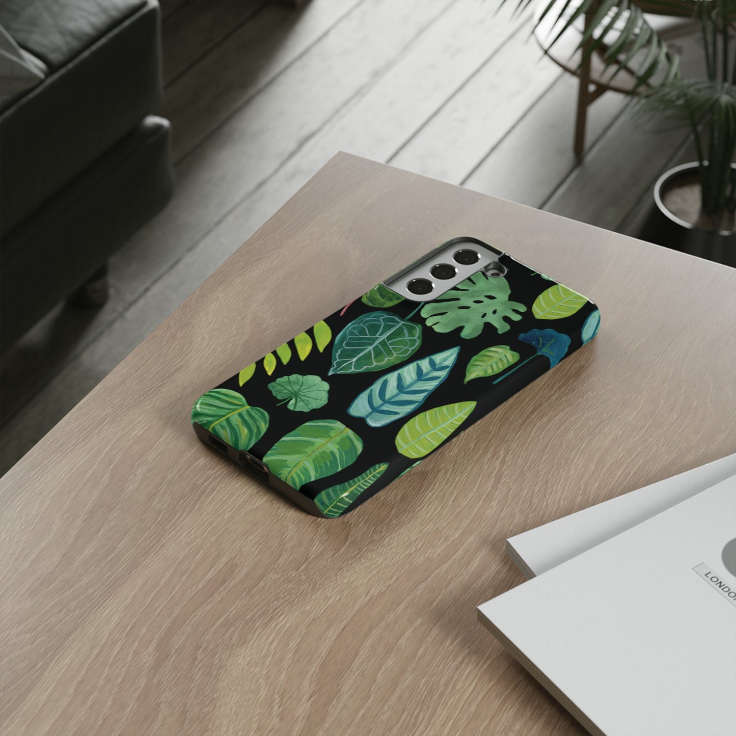 Leaves on Black | Tough Phone Case