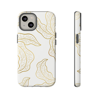 Gold Leaf on White | Tough Phone Case