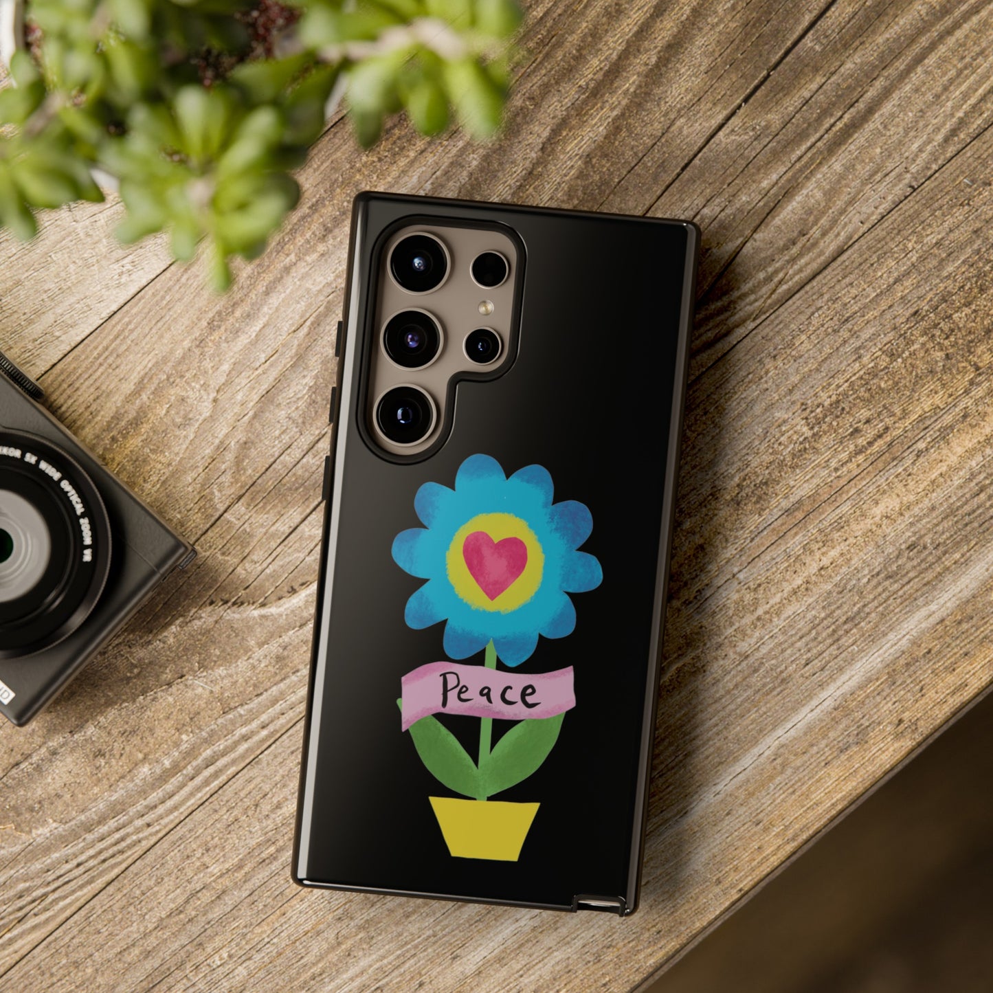 Peace Flower on Black | Tough Phone Case