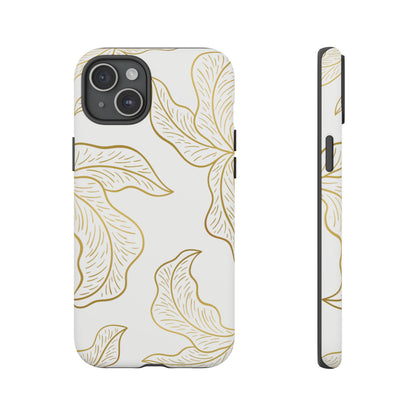 Gold Leaf on White | Tough Phone Case