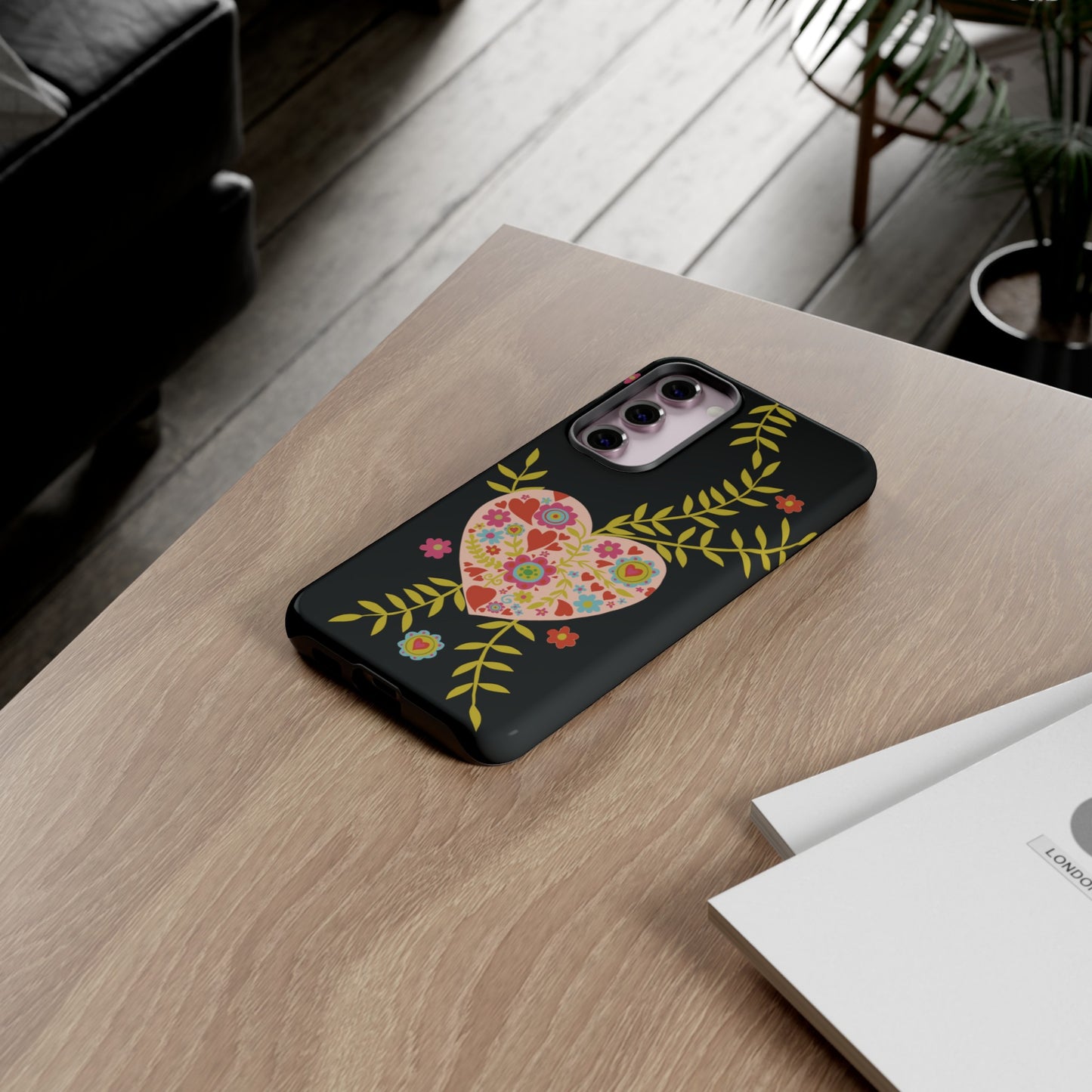 Let Love Bloom on Black | Tough Phone Case