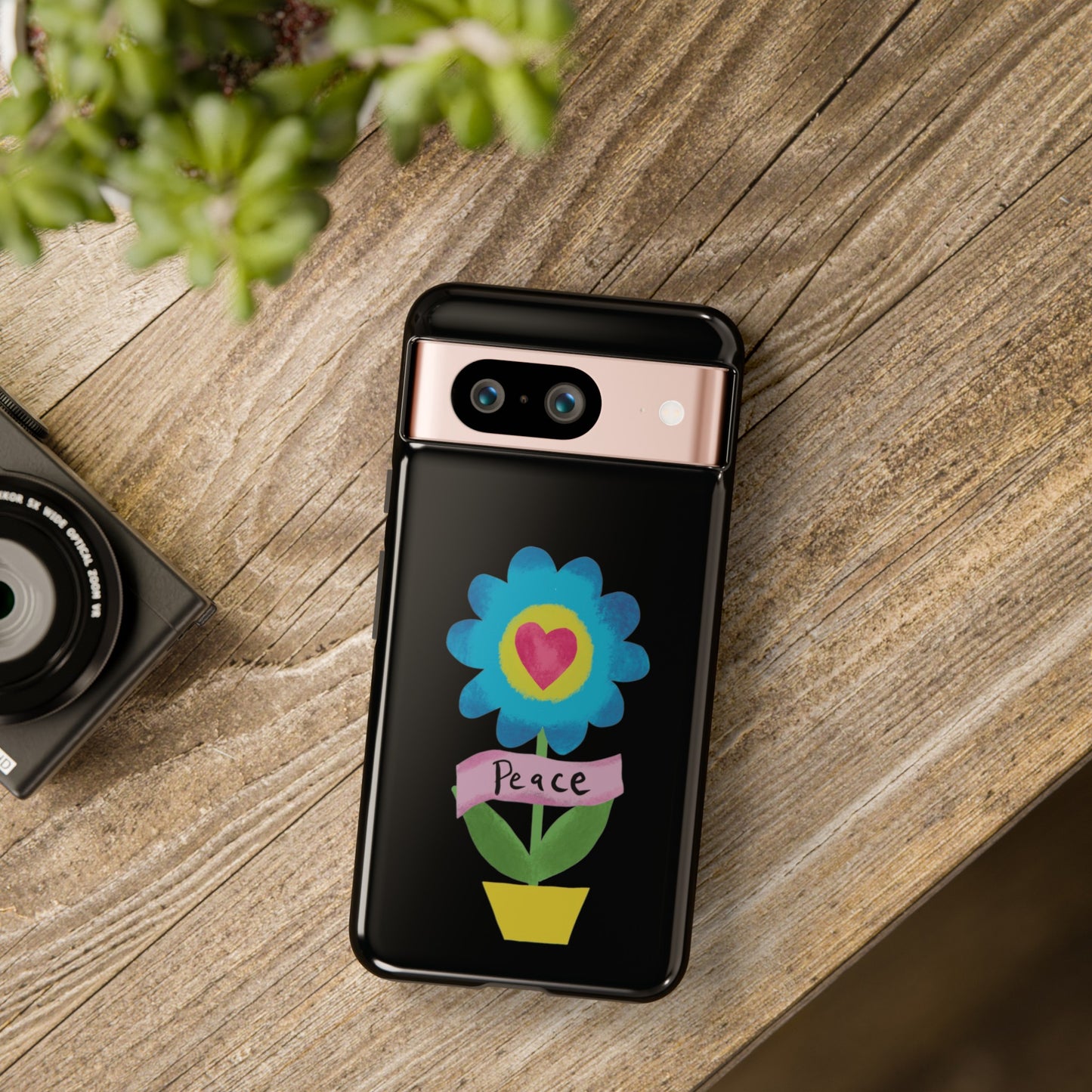 Peace Flower on Black | Tough Phone Case