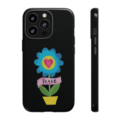 Peace Flower on Black | Tough Phone Case