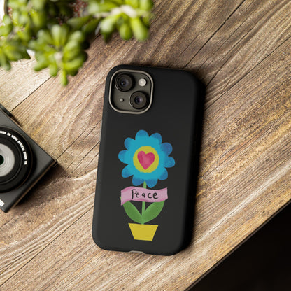 Peace Flower on Black | Tough Phone Case