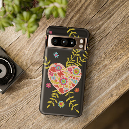 Let Love Bloom on Black | Tough Phone Case