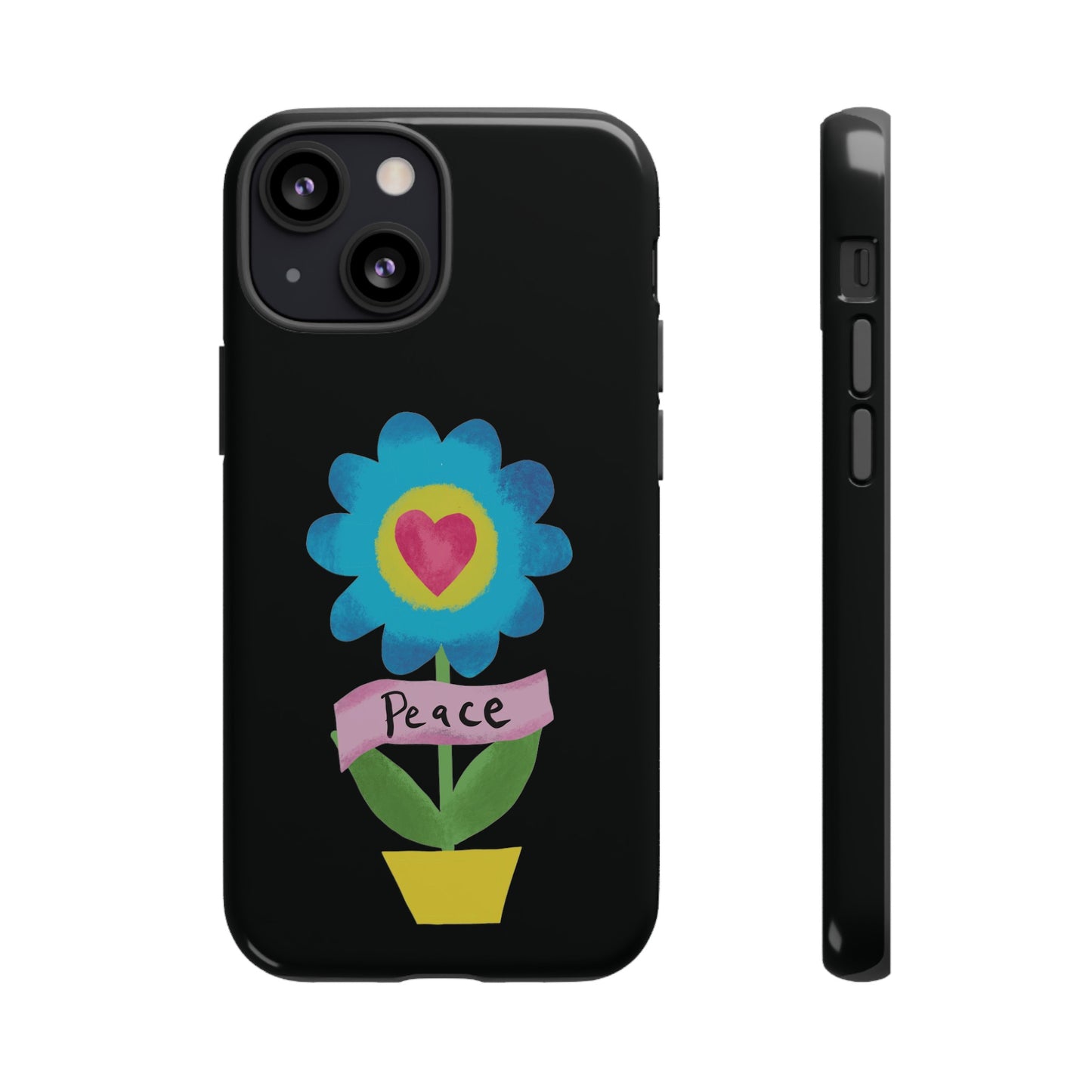 Peace Flower on Black | Tough Phone Case
