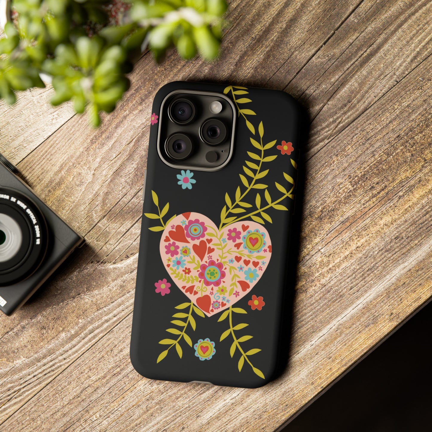 Let Love Bloom on Black | Tough Phone Case