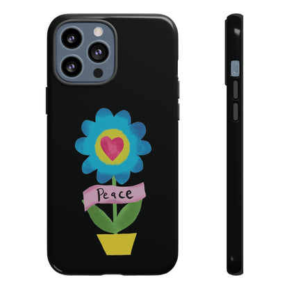 Peace Flower on Black | Tough Phone Case