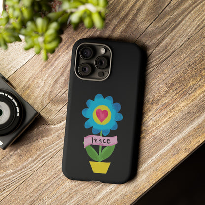 Peace Flower on Black | Tough Phone Case