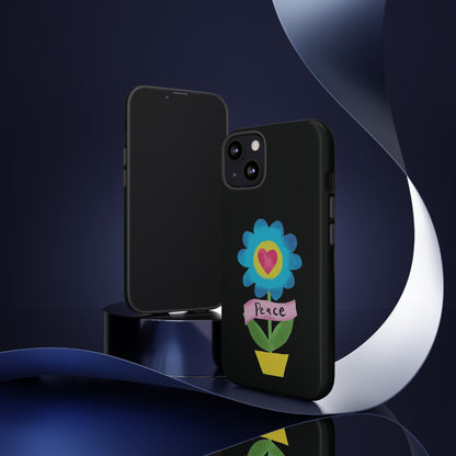 Peace Flower on Black | Tough Phone Case