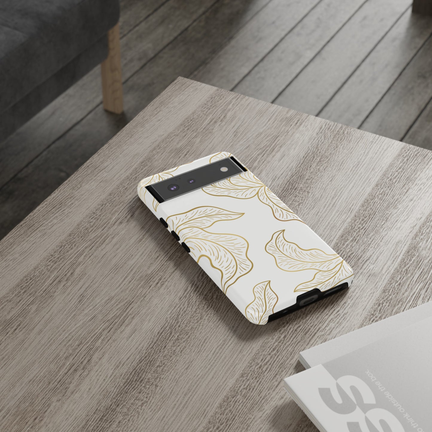 Gold Leaf on White | Tough Phone Case