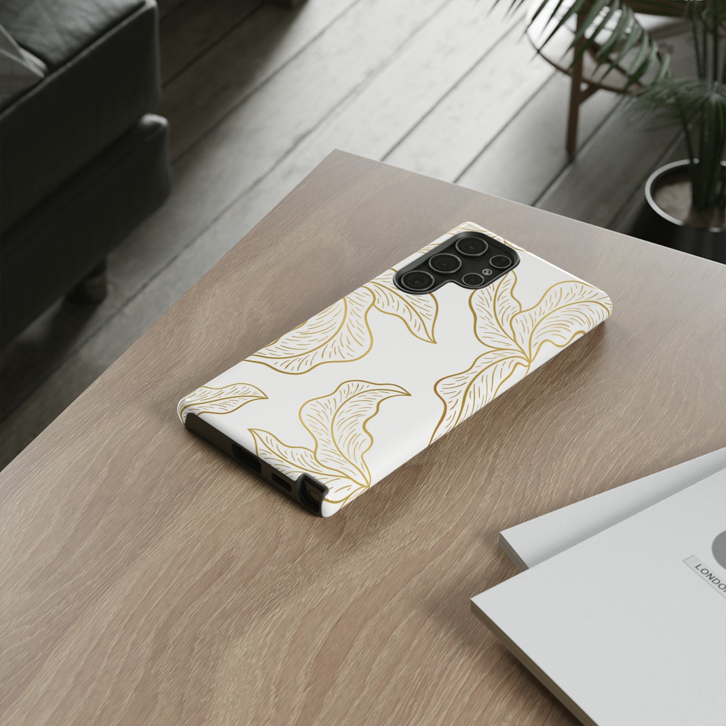 Gold Leaf on White | Tough Phone Case