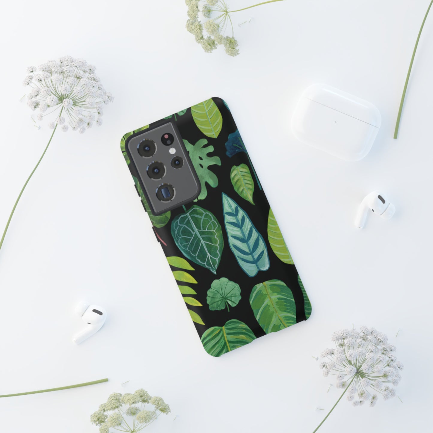 Leaves on Black | Tough Phone Case