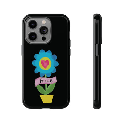 Peace Flower on Black | Tough Phone Case