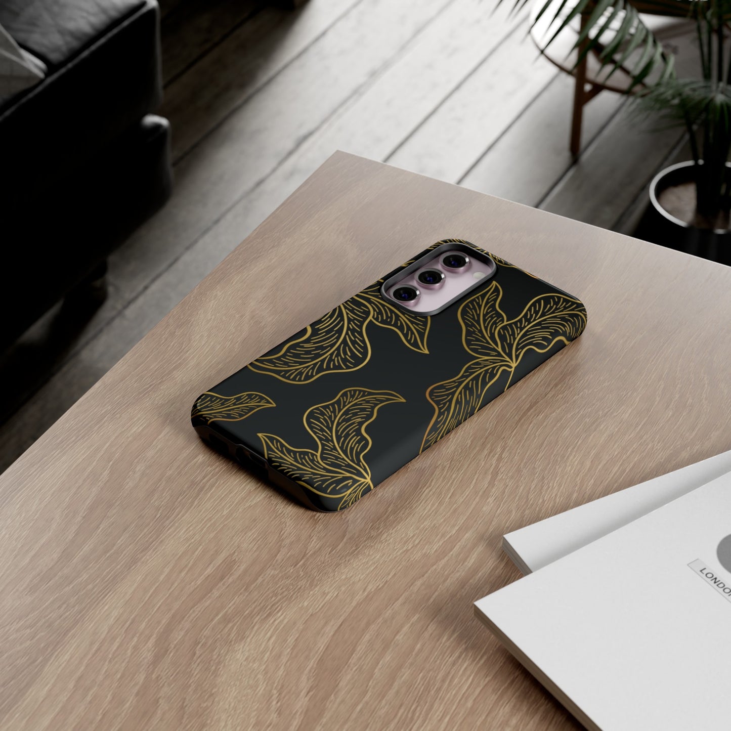 Gold Leaf on Black | Tough Phone Case