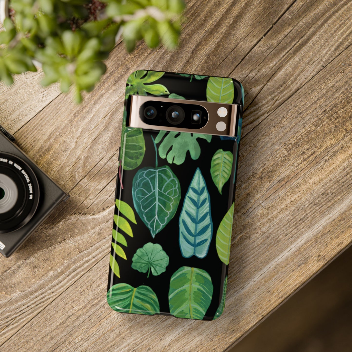 Leaves on Black | Tough Phone Case