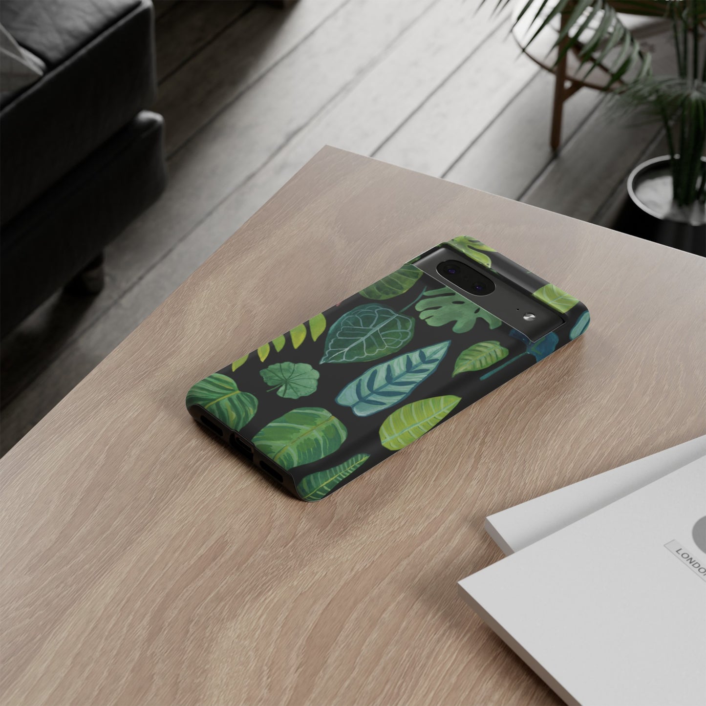 Leaves on Black | Tough Phone Case