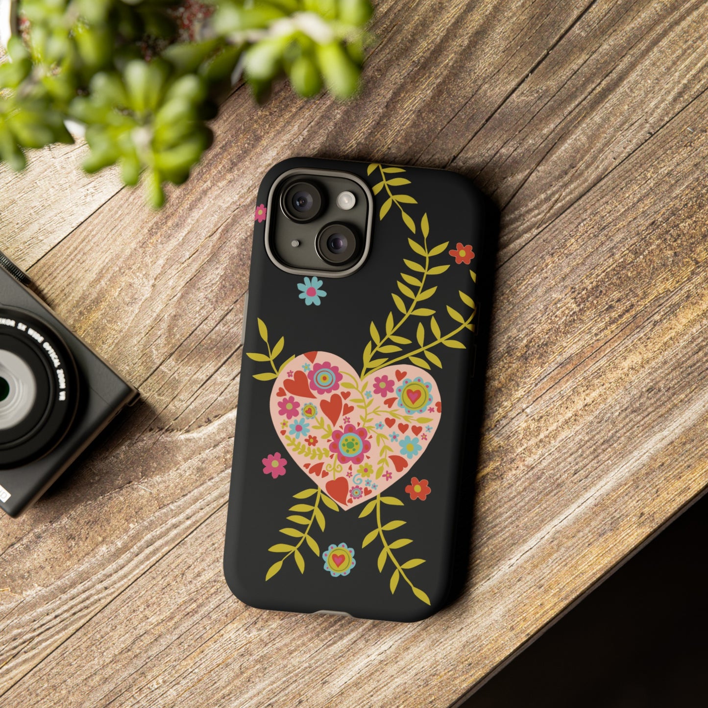 Let Love Bloom on Black | Tough Phone Case