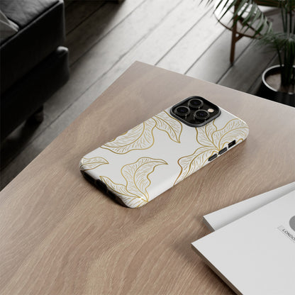 Gold Leaf on White | Tough Phone Case