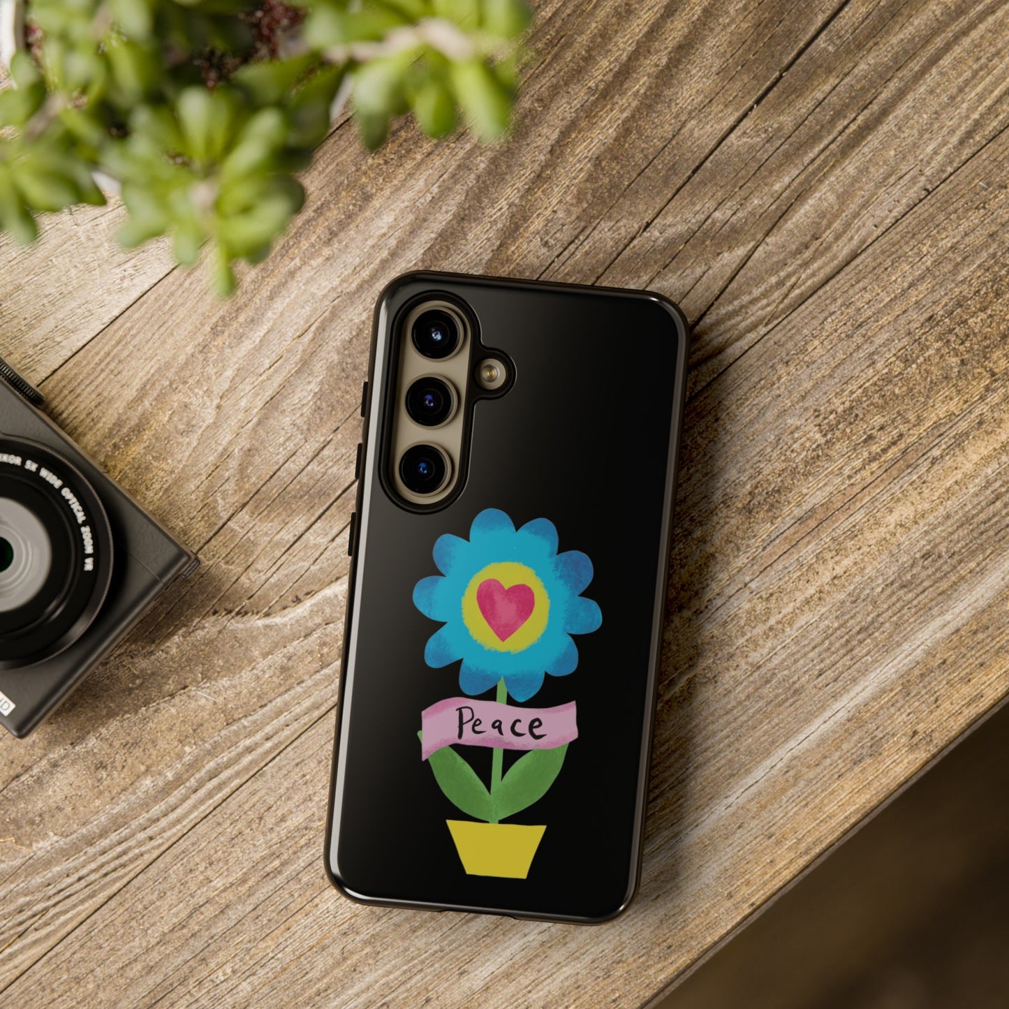 Peace Flower on Black | Tough Phone Case