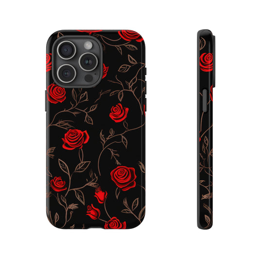 Red Rose on Black Tough Phone Case
