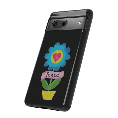 Peace Flower on Black | Tough Phone Case